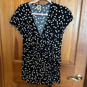 Zara Black and White Wrap Blouse